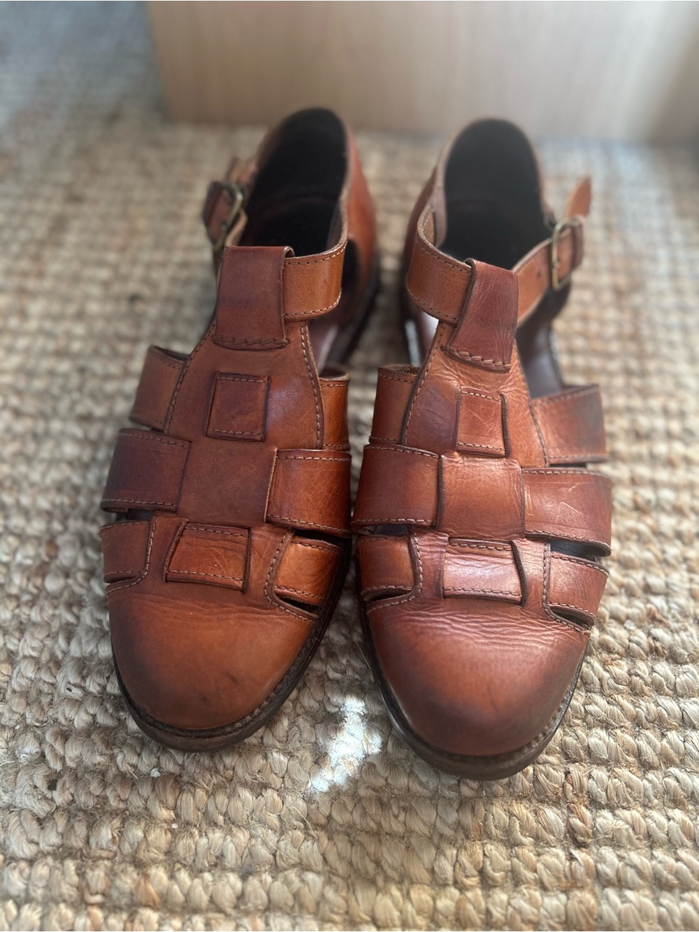 Johnston and Murphy Vintage Woven Sheepskin Leather Sandals